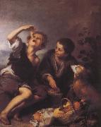 Bartolome Esteban Murillo Children to eat dessert oil